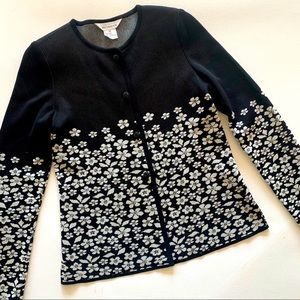 MISOOK black & white floral fitted jacket XS